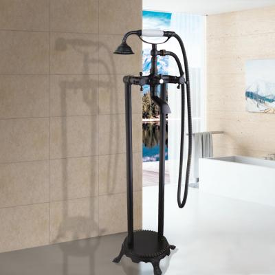 China Modern Bathroom Tub Shower Set Free Standing GLOBE Telephone Mixer Taps Floor Mount for sale