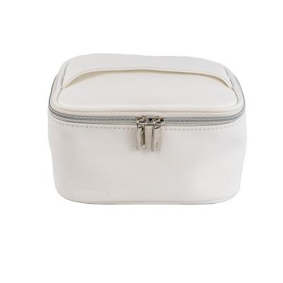 China Japan style factory direct high quality custom PU cosmetic case bag toiletry bag makeup storage white leather bag for sale