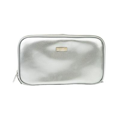 China Travel NATIONAL Wholesale Custom Makeup Bag Multifunctional Logo Silvery Makeup Organizer Toiletry Cosmetic Bag for sale