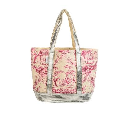 China Japan Style Sale Bag Tote Bags Logo Landscape Painting Lady Handbag High Quality Custom Canvas Whole Cotton Makeup Women Cosmetics for sale