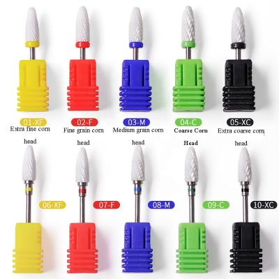 China High Speed Non-hot Manicure Head Milling Cutter Ceramic Nail Grinding Drill Bit Nails Files Red Blue Cylindrical Electric Nail Polisher Accessories for sale