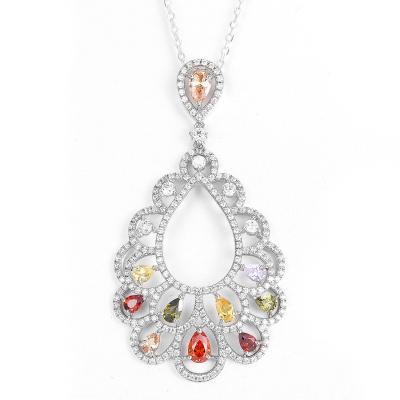 Китай Teardrop свадьбы Zirconia груши 5.27g серебр ожерелья форменного кубического привесного привесной продается