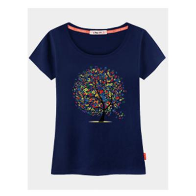 China Casual High Quality Multicolor Cotton Printed Custom Logo Women Soft Slim Fit O Neck T-shirt T-shirt for sale