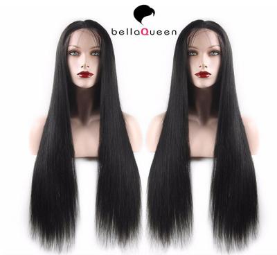 China Stock Soft Malaysian Micro Braided Long Straight Full Lace Wigs Human Hair for sale