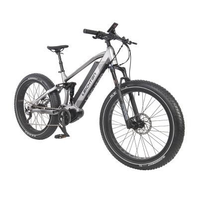 China 48v/250/350w/48/16ah Mid Driver High Speed Electric Snow Bike Factory Price Fat Aluminum Alloy Mountain Bike Full Suspension Ebike for sale