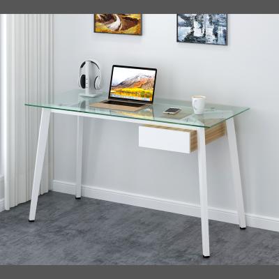 China Cooling Luxury Tempered Glass Top Office desk Hot Sale Table Computer Desk Bedroom Study Desk office table drawer for sale