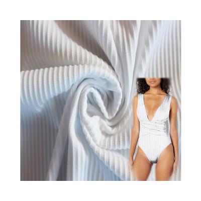 China Durable high quality breathable 4 way stretch rib knit stripe fabric poly 92% spandex 8% fabric for swimwear or sport yoga for sale