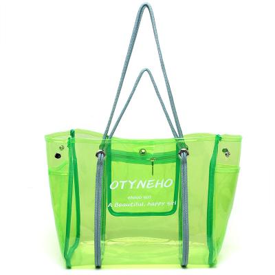 China New fashion fashion clear plastic PVC tote bag kit PVC zipper tote bag diy travel for sale