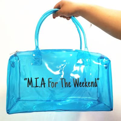 China Fashion Clear PVC Jelly Duffel Bag Carry On Weekender Clear PVC Duffel Bag for sale