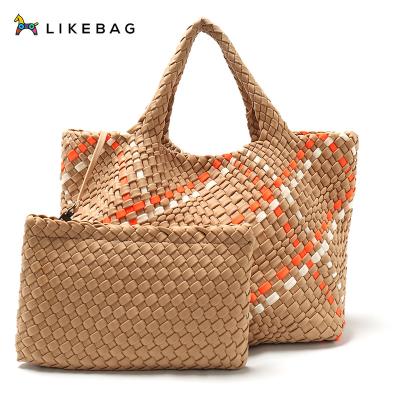 China Fashion Trending OEM Handmade Bag Luxury Ladies Woven Neoprene Bag Handmade Custom Knitting Tote for sale