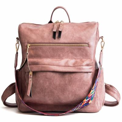 China 2022 new fashion custom designers Korean women's waterproof soft casual retro sports PU leather backpack for sale