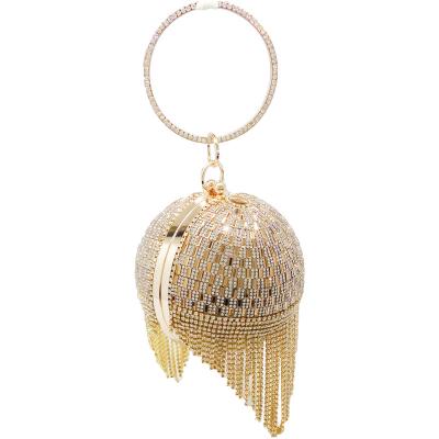 China Luxury Clutch Bags Evening Clutch Bag Handmade Wedding Bridal Shoulder Bracelets Clutch Bag Acrylic Diamond Tassel Crystal Ball Shape Clutch Bag for sale