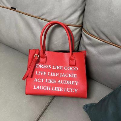 China Fashion Newcomer PU Vegan 2022 Leather Bags Me Can Talk Tote Bag Women Handbags Italian Luxury Flowy for sale