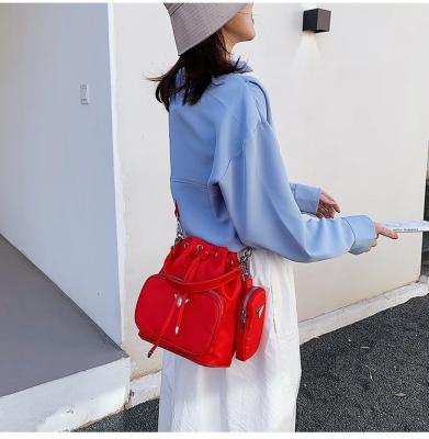 China Fashion hot sale women designer luxury lady shoulder candy bucket round tote ladies bags handbag set for women for sale