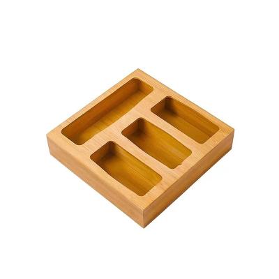China Sustainable Compatible Natural Bamboo Ziplock Organizer Bag Storage Drawer Organizer Wooden Customized Ziplock Organizer Box For Home for sale