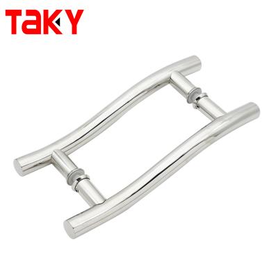 China Customized S Shape Round Tube Back to Back Glass Sliding Door Pull Handle for sale