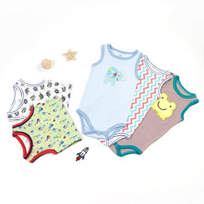 China Cotton 100% 5 Pcs Cotton Baby Romper Infant Simple Breathable Newborn Sleeveless Baby Rompers Unisex Rompers for sale