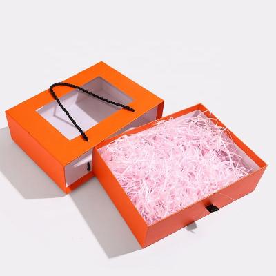 China Recyclable Factory Direct Custom Logo High Quality Transparent PVC Window Flip Ladies Gift Packaging Paper Box With Ribbon for sale