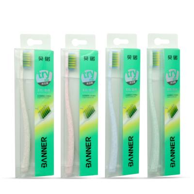 China Green Tea Stiffens Green Tea Bristle Combined Bristle Wheat Straw Manual Toothbrush PET Soft Pack for sale