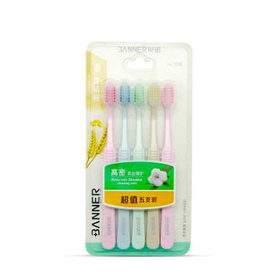 China 5pcs Toothbrush BANNER Wheat Straw Material Environmental Toothbrush Set for sale