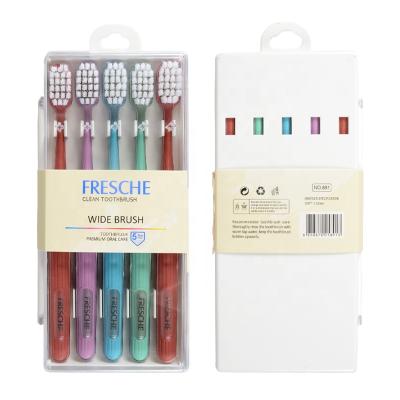 China FRESCHE Adult Soft Toothbrush Set 5pcs Rubber Toothbrush with 10000 Soft Japanese Bristle for sale