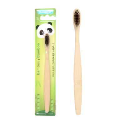China Banner Disposable Kids Bamboo Toothbrush With Cartoon Packaging Design for sale