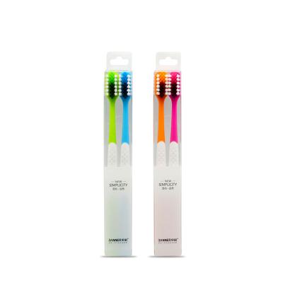 China Transparent Disposable Banner PET Box For Travel Use Extra Soft Bristle Toothbrush 2 Packs for sale