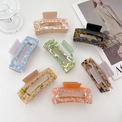 China Hair Claw Clips DIANXIANG 2022 two-color stitching large square hollow acetate hair claw clips for sale