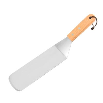 China Sustainable Wholesale Custom Metal Pie Pastry Bread Shovel Hotel Scullery Wood Color Flat Long Handle Bread Shovel for sale
