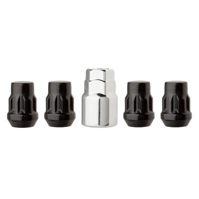 China 35# 1/2x20 Wheel Lug Nuts, 4pcs Black Chrome Aftermarket Lug Nut with 1 Wrench, 60 Degree Conical Protrusion Sea for sale