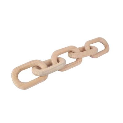 China Europe Home Decor Rustic Wooden Farmhouse Chain Hand Carved Decorative Wooden Chain Link for sale