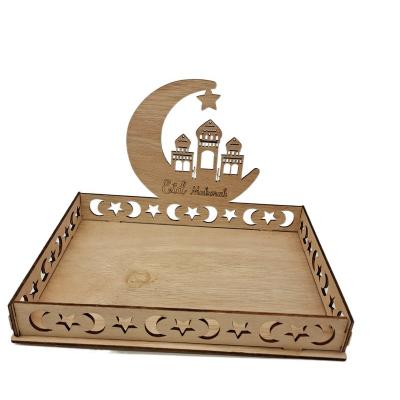 China 2022 Europe ornaments Eid al-Fitr Ramadan festival table decorations dessert wooden tray opens wholesale for sale