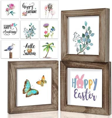 China Home Decor Display 2022Tiered Tray Signs for Spring & Easter Home Decor - 3 Views Sayings w/Interchangeable for Seasonal Tiered Rack Decoration for sale