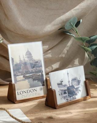 China Wholesale 678 Inch A4 Wooden Picture Frame Fashionable Wooden European U-Shaped Creative Walnut Photo Frame for sale