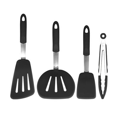 China Sustainable Spatula Non-Stick Kitchen Utensils Tool Kitchen Utensils Sets 4 Pieces Silicone & Steel & TPR Utensil for sale