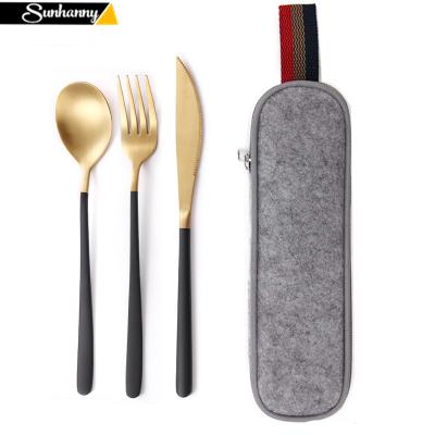 China Disposable Colorful Cutlery Set Stainless Steel Cutlery Spoon Fork Knife Set Black Gold Cutlery Sets for sale