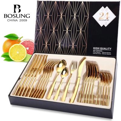 China Disposable Stainless Steel Cutlery Set 24 Western Steak Cutlery Hotel Four-Piece Border Gift Boxes for sale