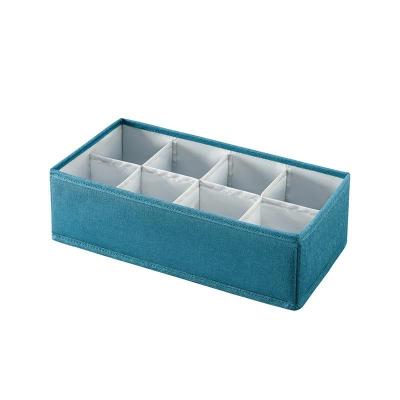 China Viable Running Canvas Type 8 Grids Foldable Cube Box Hamper Storage Bins In Cloth Fabric Underwear Storage Organizers With Dividers for sale