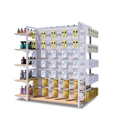 China Metal And Wood Double Sided Supermarket Gondola Shelf BSCI SGS for sale