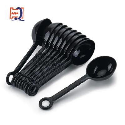 China Cookware Tableware Kitchen Utensil Spoon Hot Sales Mini Size Small Amount Hotel Use Fruit Powder Spoon Pearl Spoon Black Handle Plastic Long Teaspoon for sale