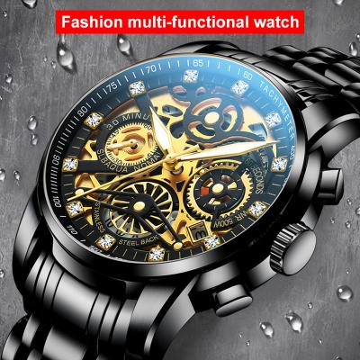 China 2022 Fashion Multifunctional Stainless Steel Waterproof 3ATM Quartz Watch For Men for sale