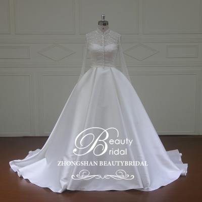 China XFM034 mikado elegant wedding dress anti-static wedding dress with beautiful stitch detachable jacket for sale