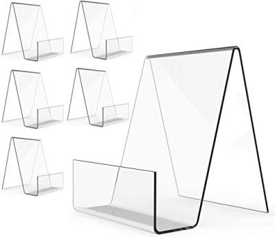 China Plastic Clear Acrylic Book Display Stand Large Transparent Book Display Stand for Book Magazine Tablet Holder for sale