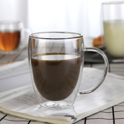 China High Sustainable Transparent High Borosilicate Milk Tea Juice Double Temperature Resistant Coffee Mug for sale