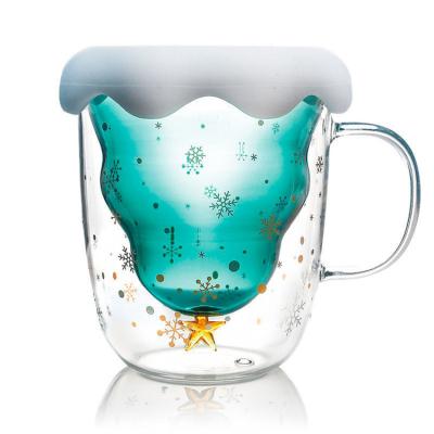 China Viable Manufacturer Supplier Practical and Durable Double-Layer Christmas Gift Glass Mug for sale