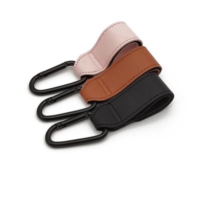 China - 2023 New PU Leather Baby Bag Stroller Hook Pram Rotate 360 Degree Rotating Trolley Organizer Pram Hook Stroller Accessories for sale