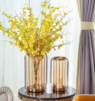 China European Living Room Glass Table Room Lantern Flower Arrangement Metal Vase Soft Metal Vase for sale