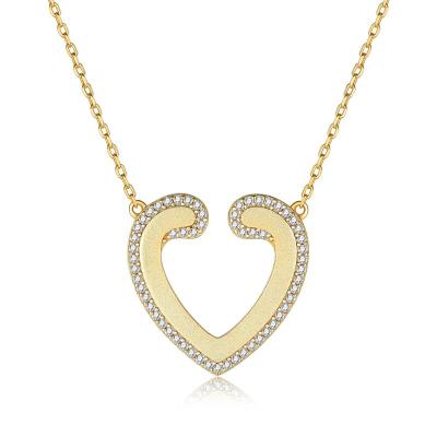 China Romantic S925 Sterling Silver Ladies Sand Gold Heart Pendant Gold Heart Necklace Design Best Selling Big Brand Same Style Jewelry for sale