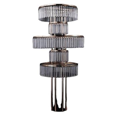 China Morden Luxury Crystal 5-layer Luohan Brass Metal Hoop Flower Stand for wedding Events Party Supplies for sale