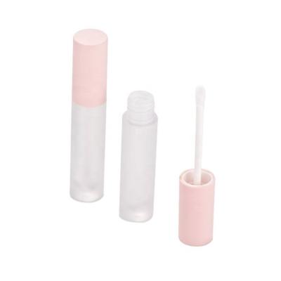 China 5ml Cosmetic Pink Color Empty Lip Gloss Tube Round Shape Accept Customer OEM Lip Gloss Package for sale